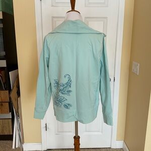 Eddie Bauer Light Blue Jacket with Floral Design
